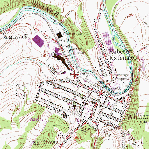 Topographic Map of Saint Josephs Cemetery, PA