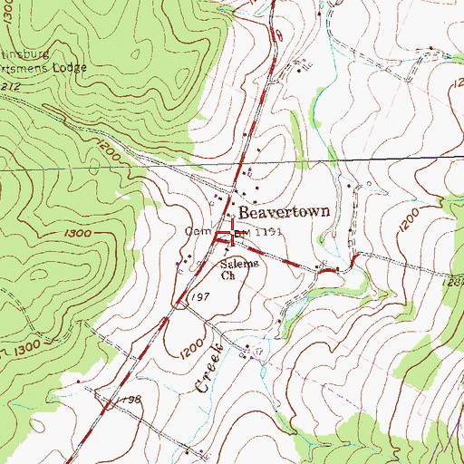Topographic Map of Salem Reformed Cemetery, PA