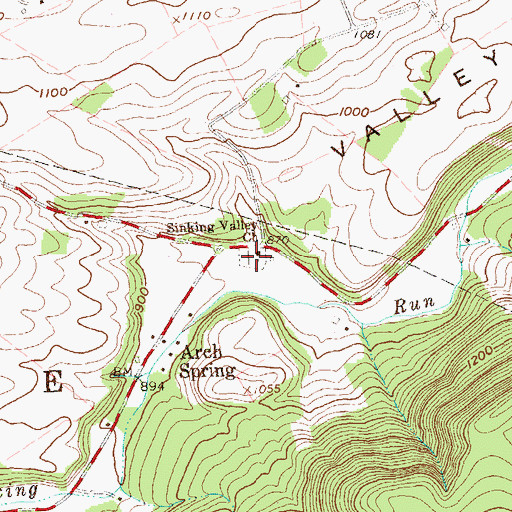 Topographic Map of Sinking Valley Cemetery, PA