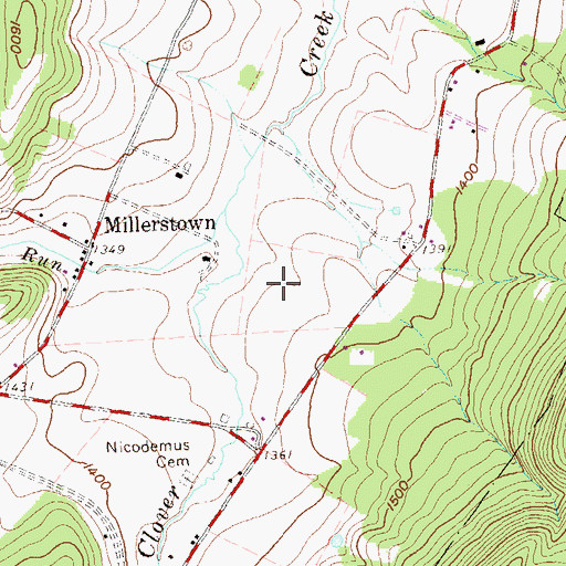 Topographic Map of Smith Cemetery, PA