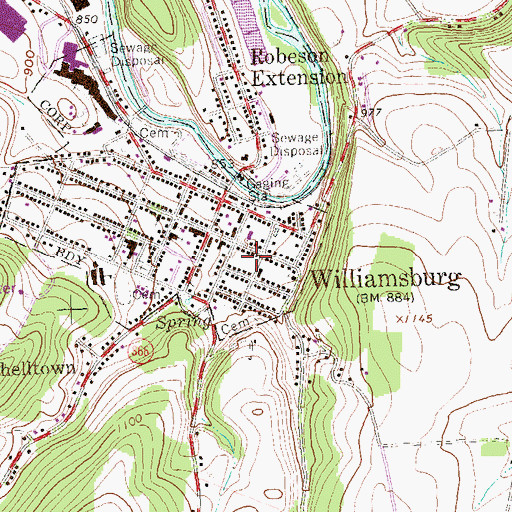 Topographic Map of Thompson Cemetery, PA