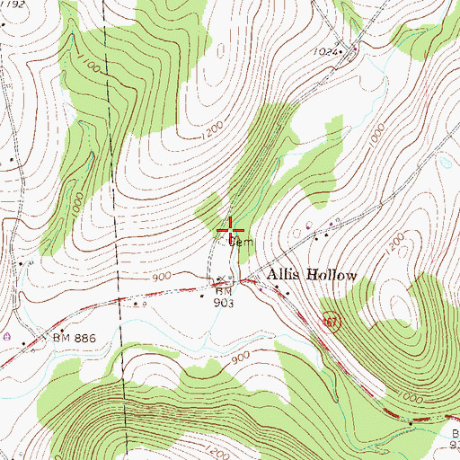 Topographic Map of Allis Hollow Cemetery, PA