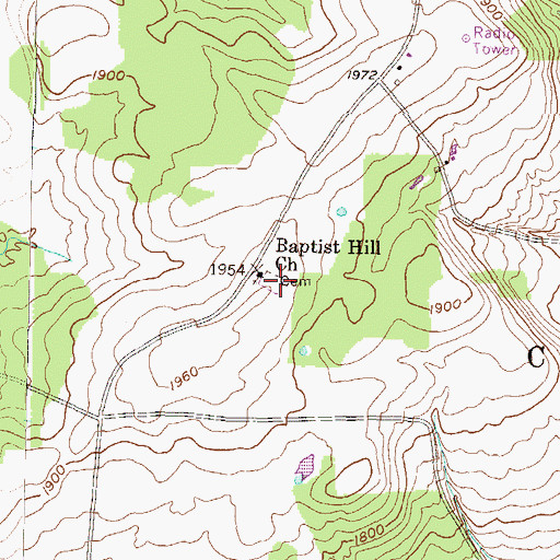 Topographic Map of Baptist Hill Cemetery, PA