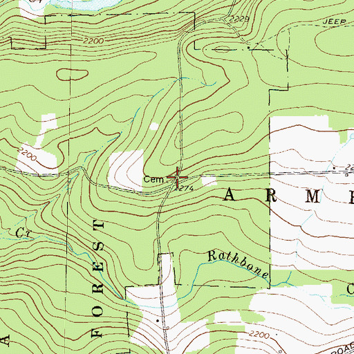 Topographic Map of Pierce Cemetery, PA