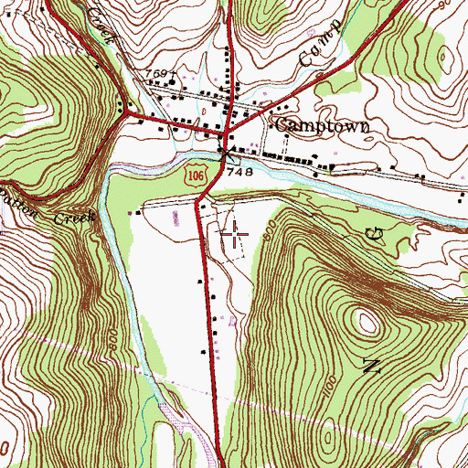 Topographic Map of Camptown Cemetery, PA