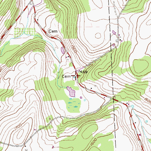 Topographic Map of Crandal Cemetery, PA