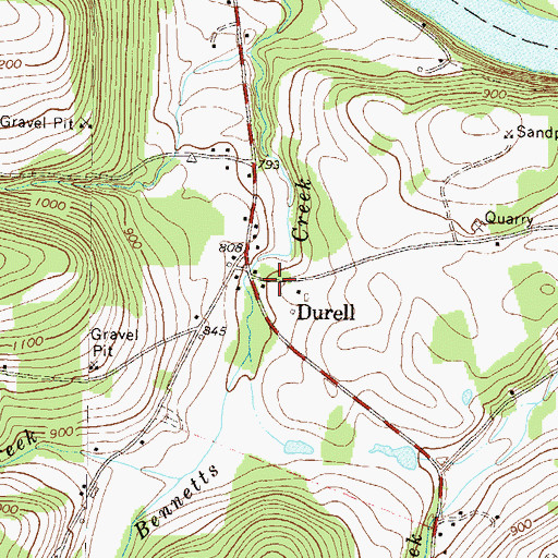 Topographic Map of Decker Cemetery, PA
