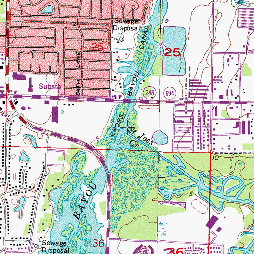 Topographic Map of Saint Joes Creek, FL