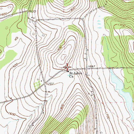 Topographic Map of Saint Johns Lutheran Cemetery, PA