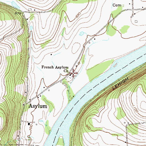 Topographic Map of Frenchtown Cemetery, PA