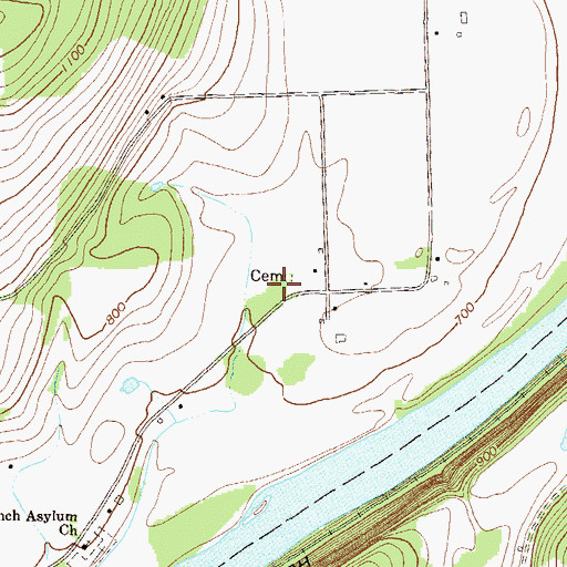 Topographic Map of Frenchtown Old Cemetery, PA