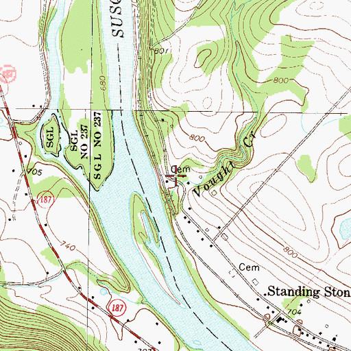 Topographic Map of Gordon Cemetery, PA