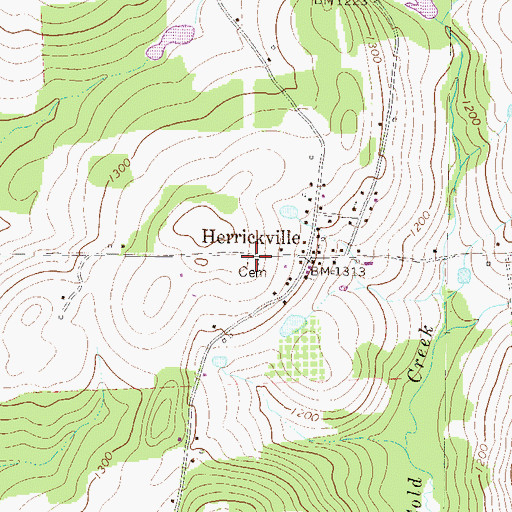 Topographic Map of Herrickville Cemetery, PA