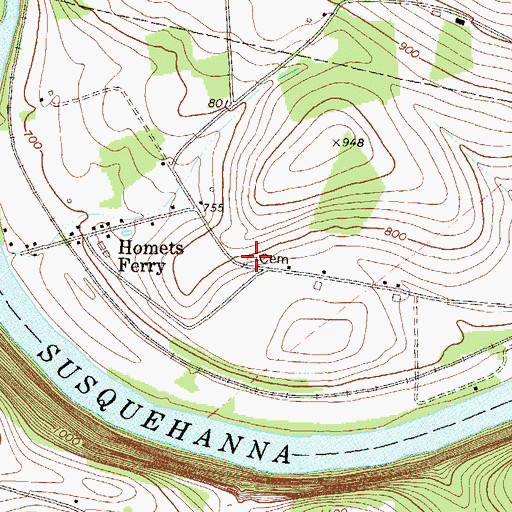 Topographic Map of Homet Cemetery, PA