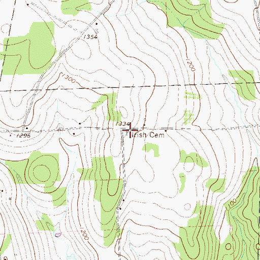 Topographic Map of Ireland Catholic Cemetery, PA