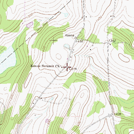 Topographic Map of Keene Summit Cemetery, PA