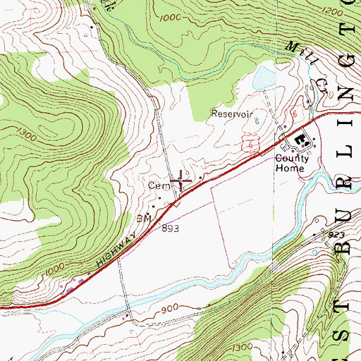 Topographic Map of Old Methodist Church Cemetery, PA