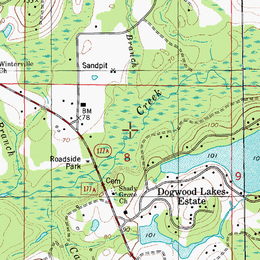 Topographic Map of Limestone Branch, FL