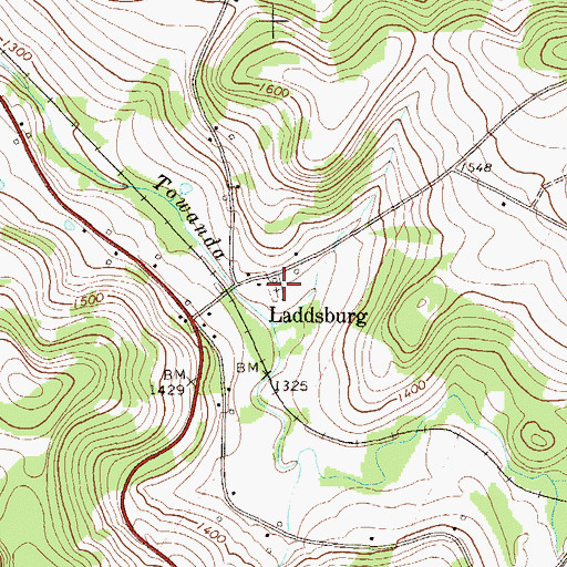 Topographic Map of Laddsburg Cemetery, PA