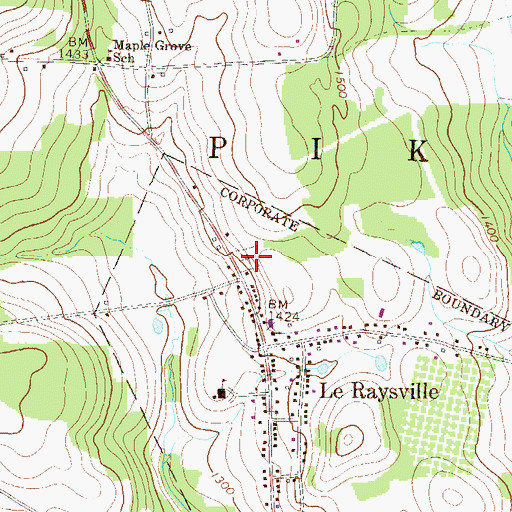 Topographic Map of Le Raysville Cemetery, PA