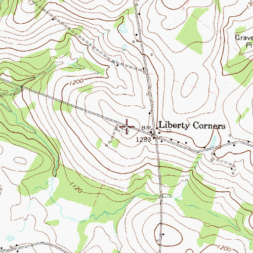 Topographic Map of Liberty Corners Cemetery, PA