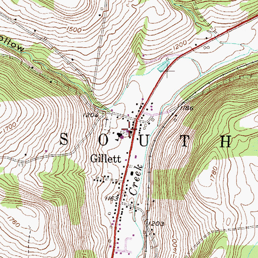 Topographic Map of Lower Gillett Cemetery, PA