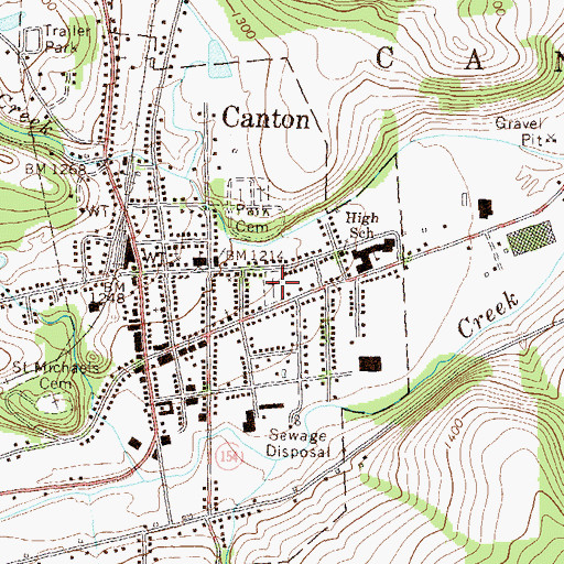 Topographic Map of Main Street Cemetery, PA