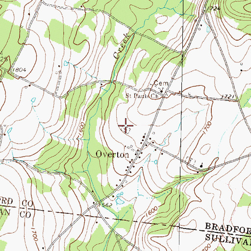Topographic Map of Saint Francis Xavier Cemetery Cemetery, PA