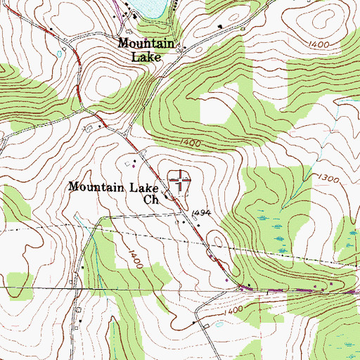 Topographic Map of Mountain Lake Cemetery, PA