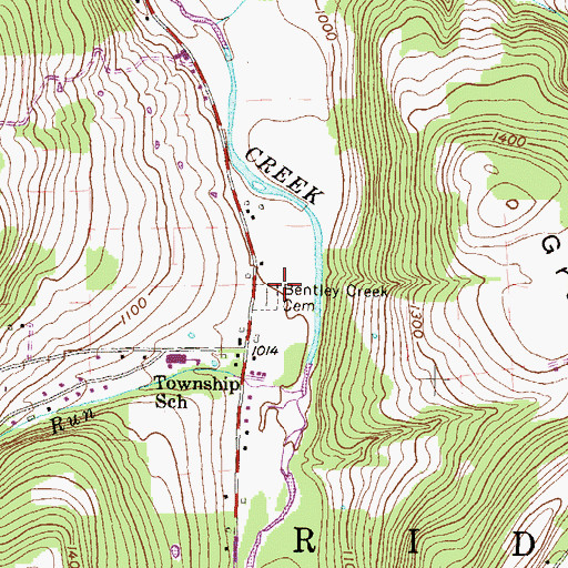 Topographic Map of Owen Cemetery, PA