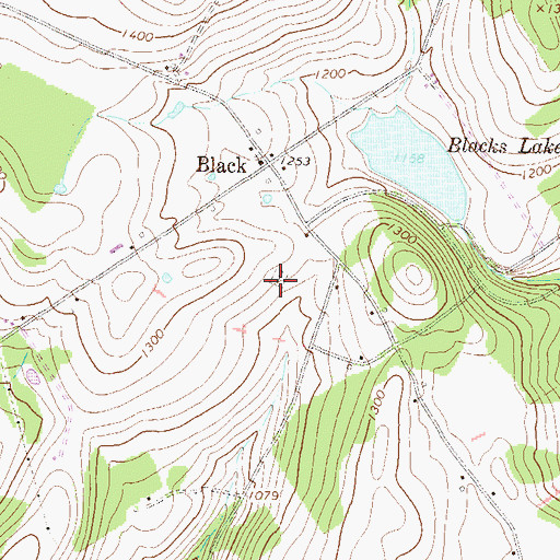 Topographic Map of Post Cemetery, PA