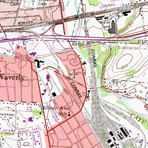 Topographic Map of Rest Cemetery, PA
