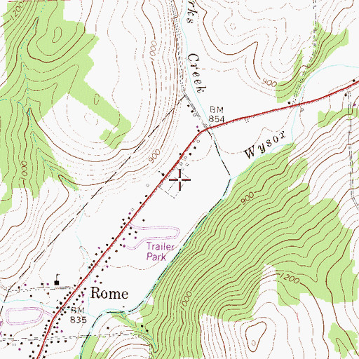 Topographic Map of Rome Cemetery, PA