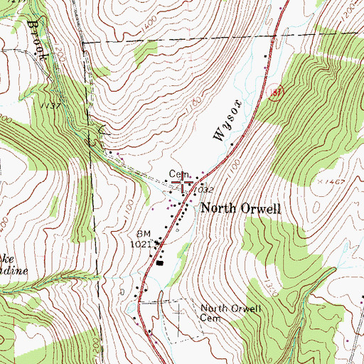 Topographic Map of Roswell Russell Farm Cemetery, PA