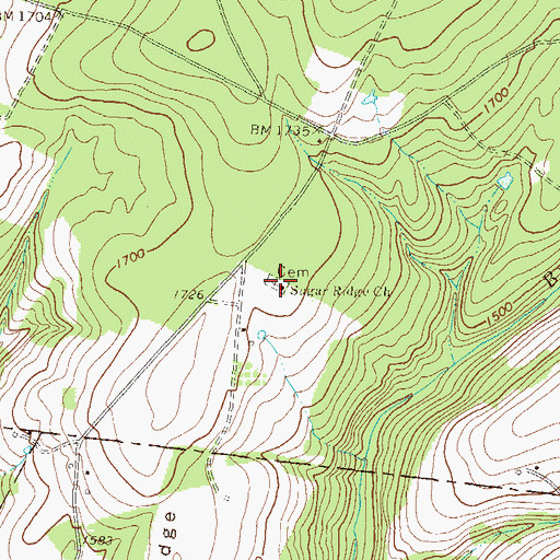 Topographic Map of Saints Phillip and James Church Cemetery, PA
