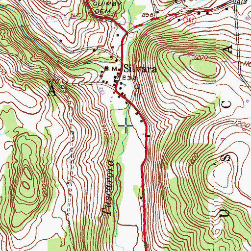 Topographic Map of Silvara Cemetery, PA