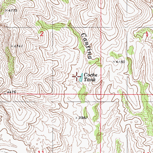 Topographic Map of Coche Tank, AZ