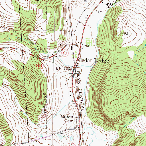 Topographic Map of Spaulding Cemetery, PA