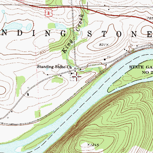 Topographic Map of Standing Stone Cemetery, PA