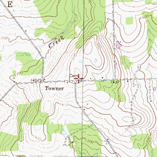 Topographic Map of Towner Hill Cemetery, PA