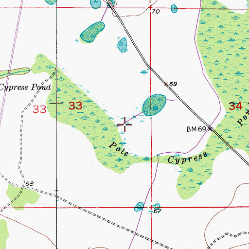 Topographic Map of Pole Cypress Ponds, FL