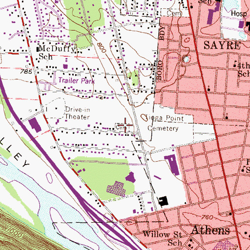 Topographic Map of Ukrainian Catholic Cemetery, PA