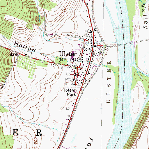 Topographic Map of Ulster Catholic / Immaculate Conception Cemetery, PA