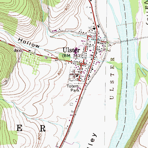 Topographic Map of Ulster Cemetery, PA