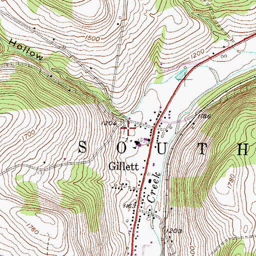 Topographic Map of Upper Gillett Cemetery, PA