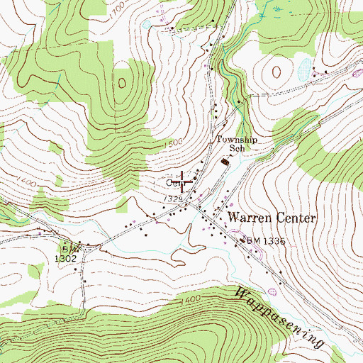 Topographic Map of Warren Center Cemetery, PA