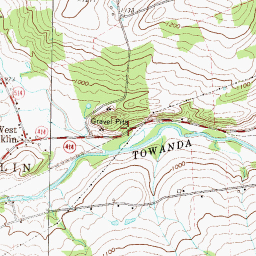 Topographic Map of West Franklin Cemetery, PA