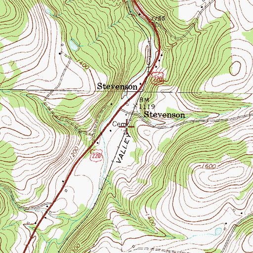 Topographic Map of Wilcox Stevenson Cemetery, PA