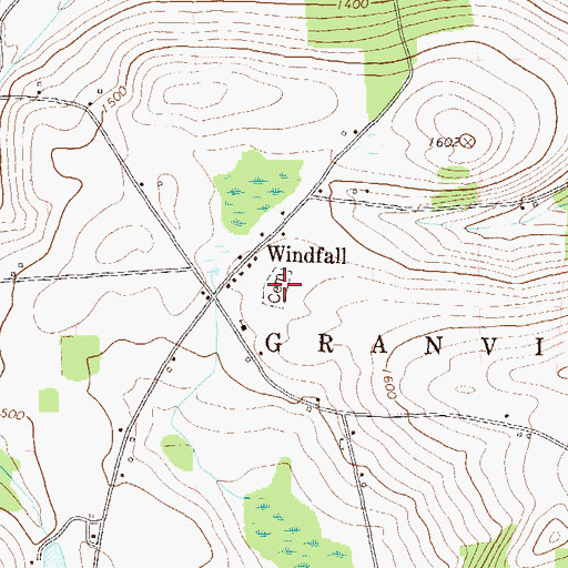 Topographic Map of Windfall Cemetery, PA