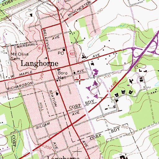 Topographic Map of Bethlehem AME Church Cemetery, PA